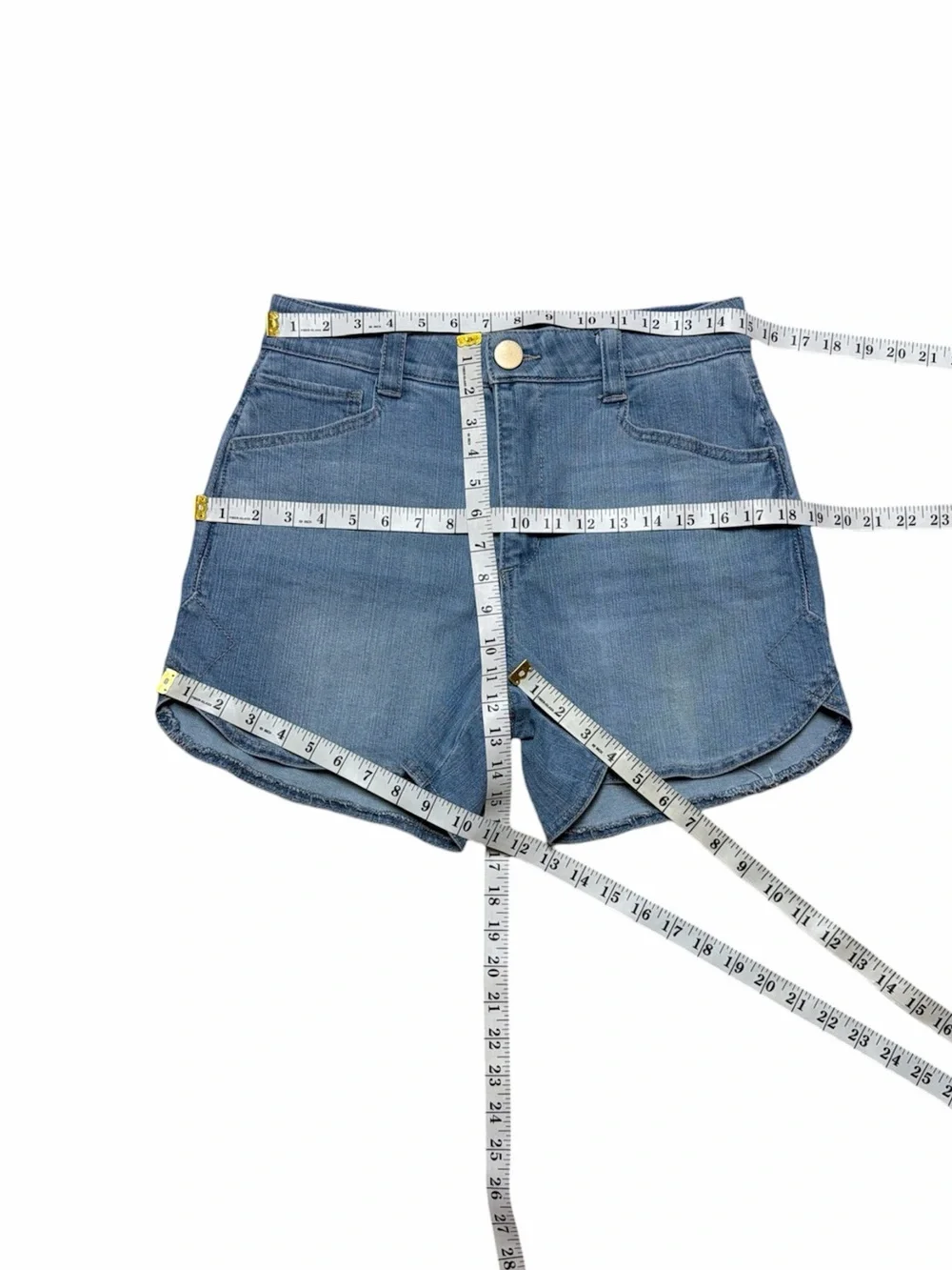 Democracy Ab Solution Jean Shorts Womens 8 Blue Light Wash Denim Mid Rise Casual